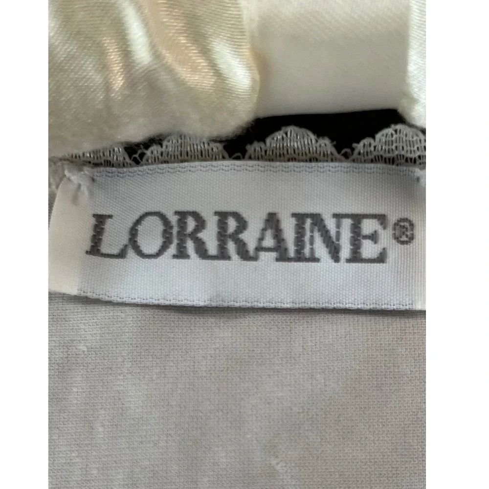Vintage Lorraine Pink Lace Trim Rosette Sleeveless Midi Nightgown Womens Size L